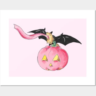 Pink Pumpkin Bat Posters and Art